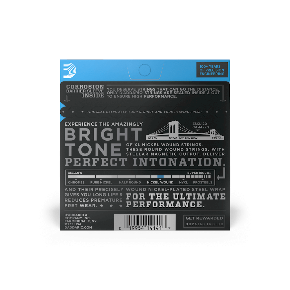 D’Addario EXL120 XL Nickel Wound Electric Guitar Strings, Super Light, 9-42 Gauge