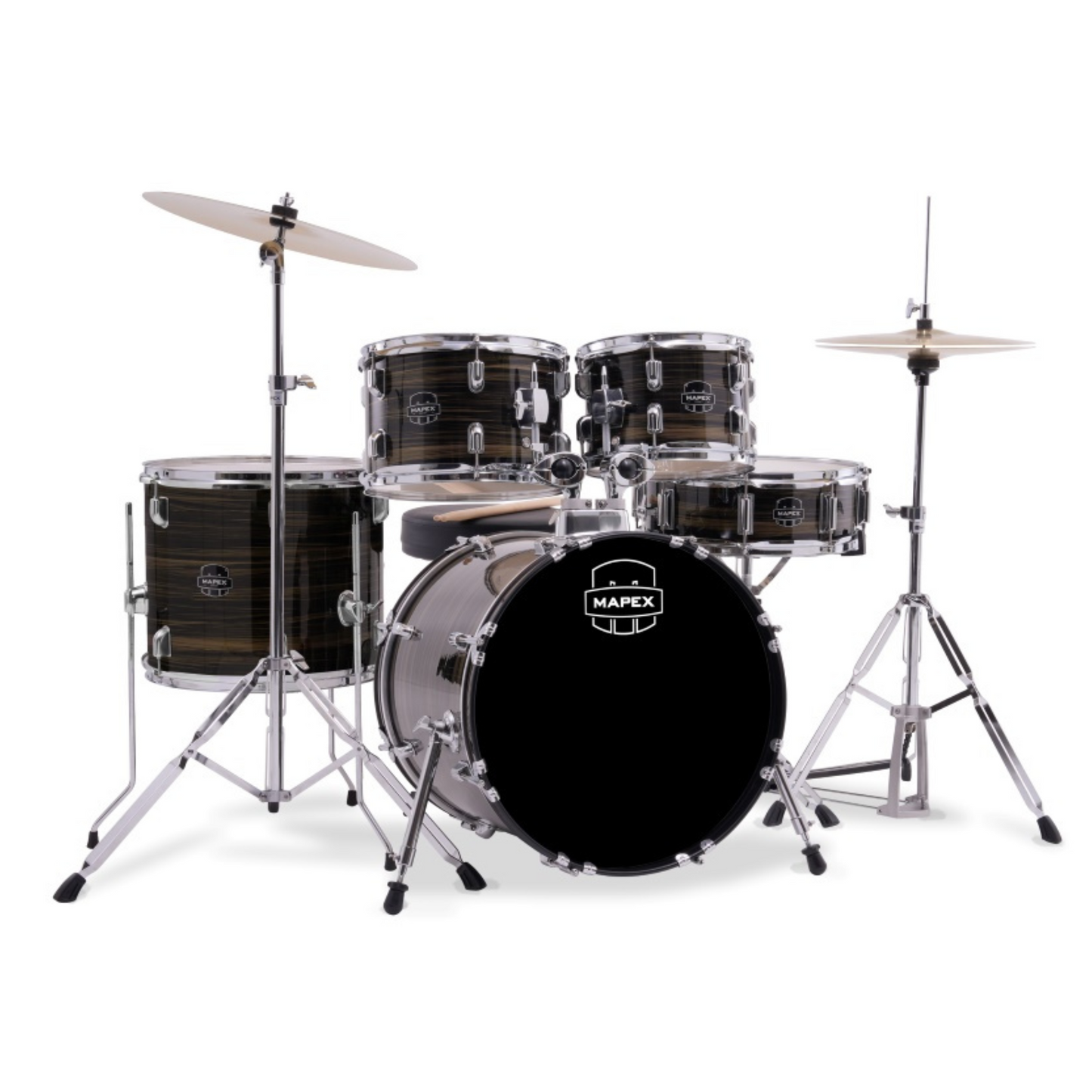 Mapex Comet Series 5-Pcs Acoustic Drum Kit - Ebony Yellow Grain