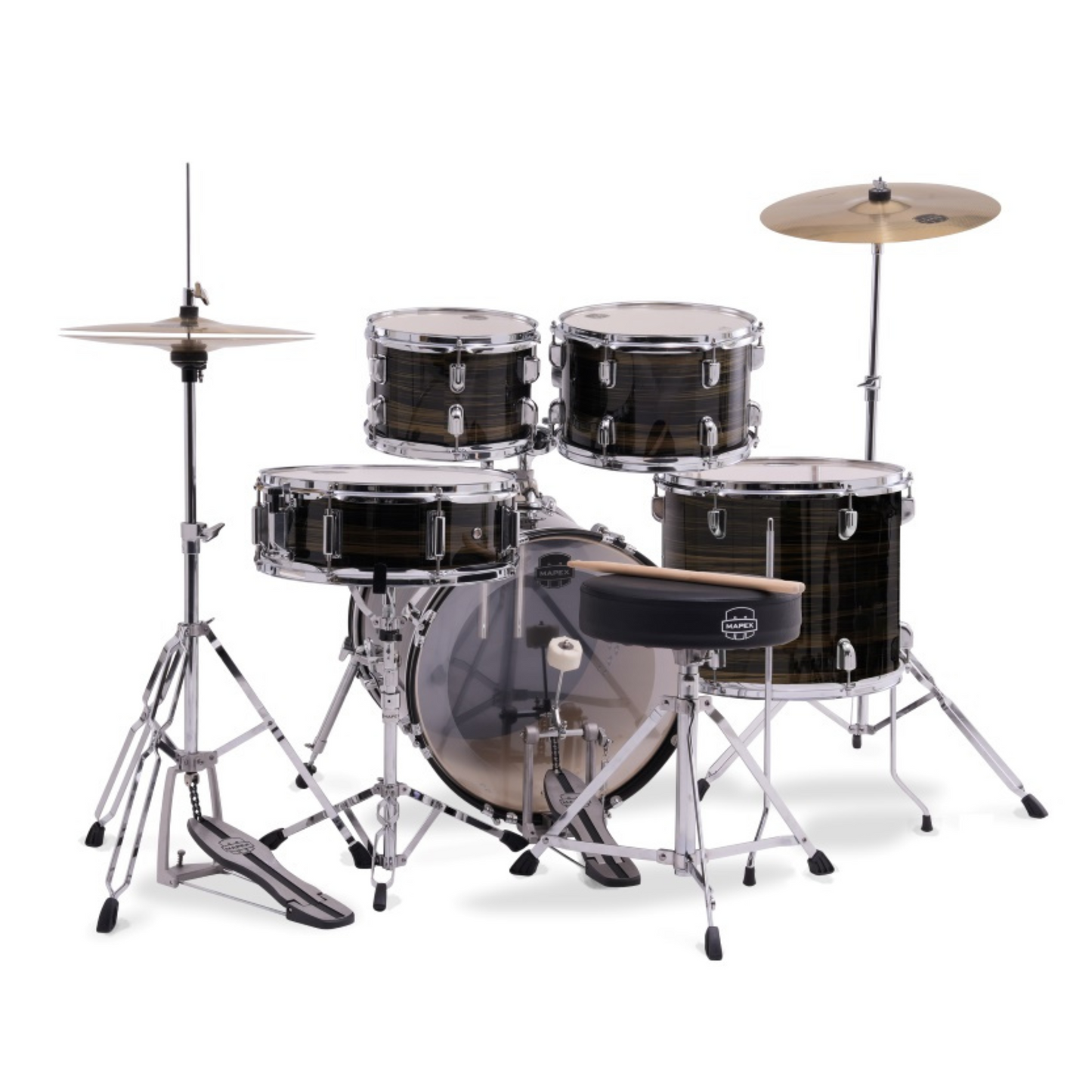 Mapex Comet Series 5-Pcs Acoustic Drum Kit - Ebony Yellow Grain