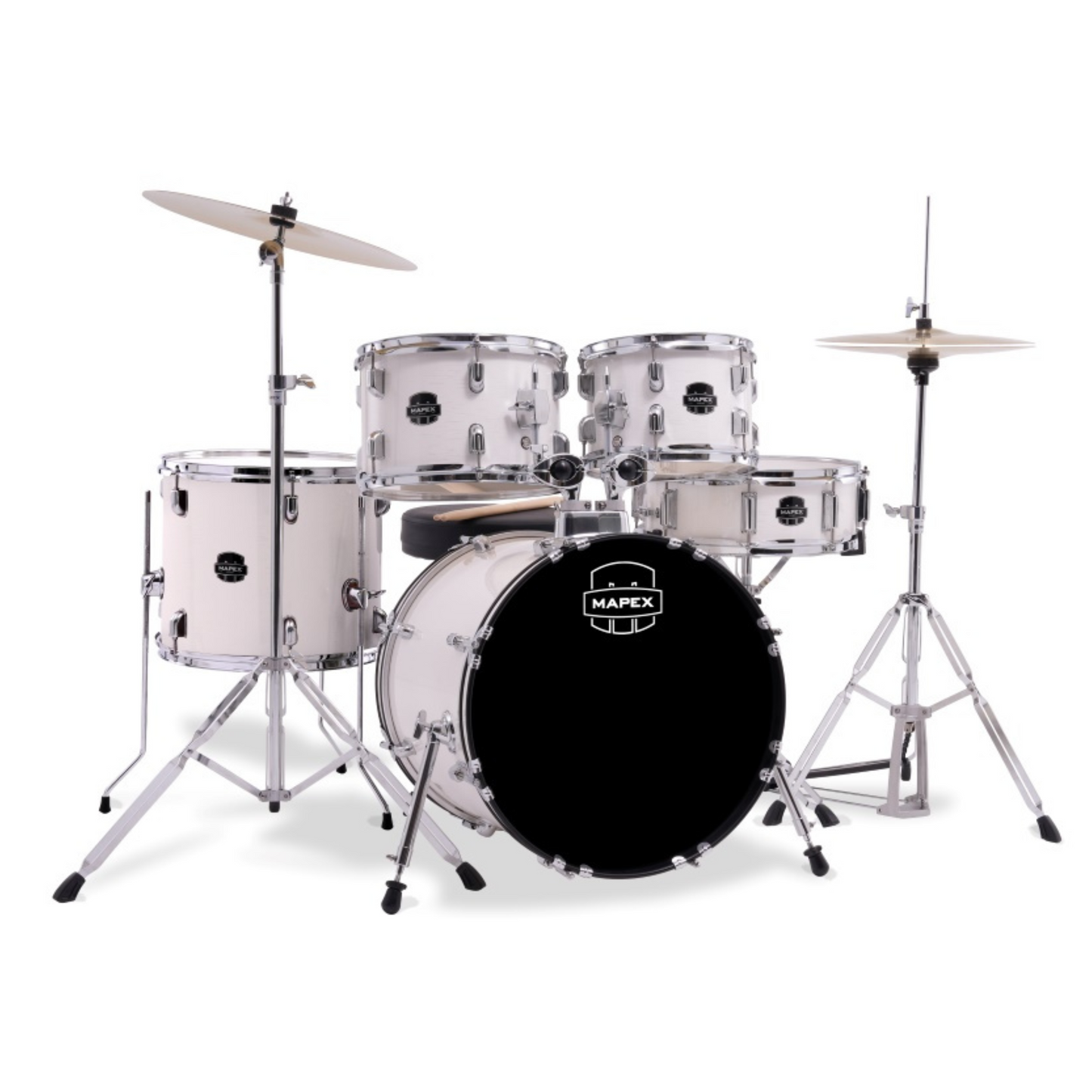 Mapex Comet Series 5-Pcs Acoustic Drum Kit - White Thin Grain