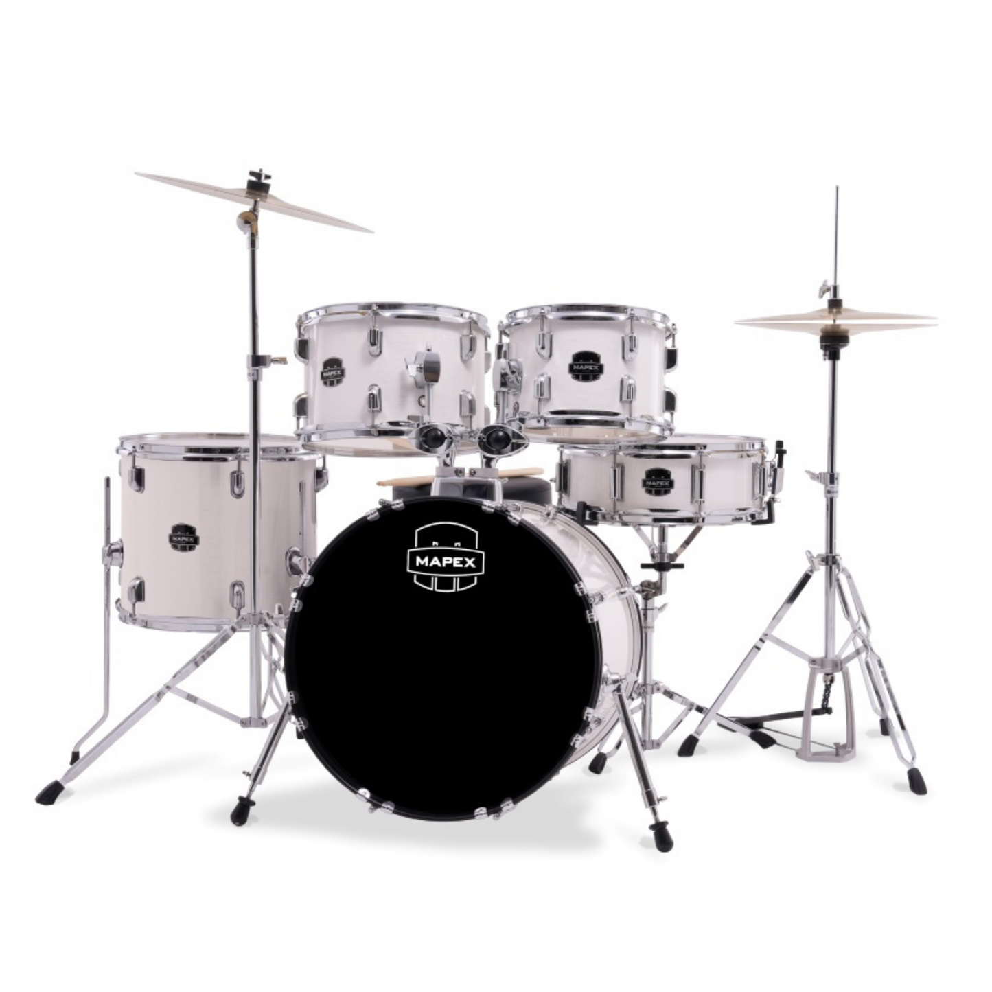 Mapex Comet Series 5-Pcs Acoustic Drum Kit - White Thin Grain