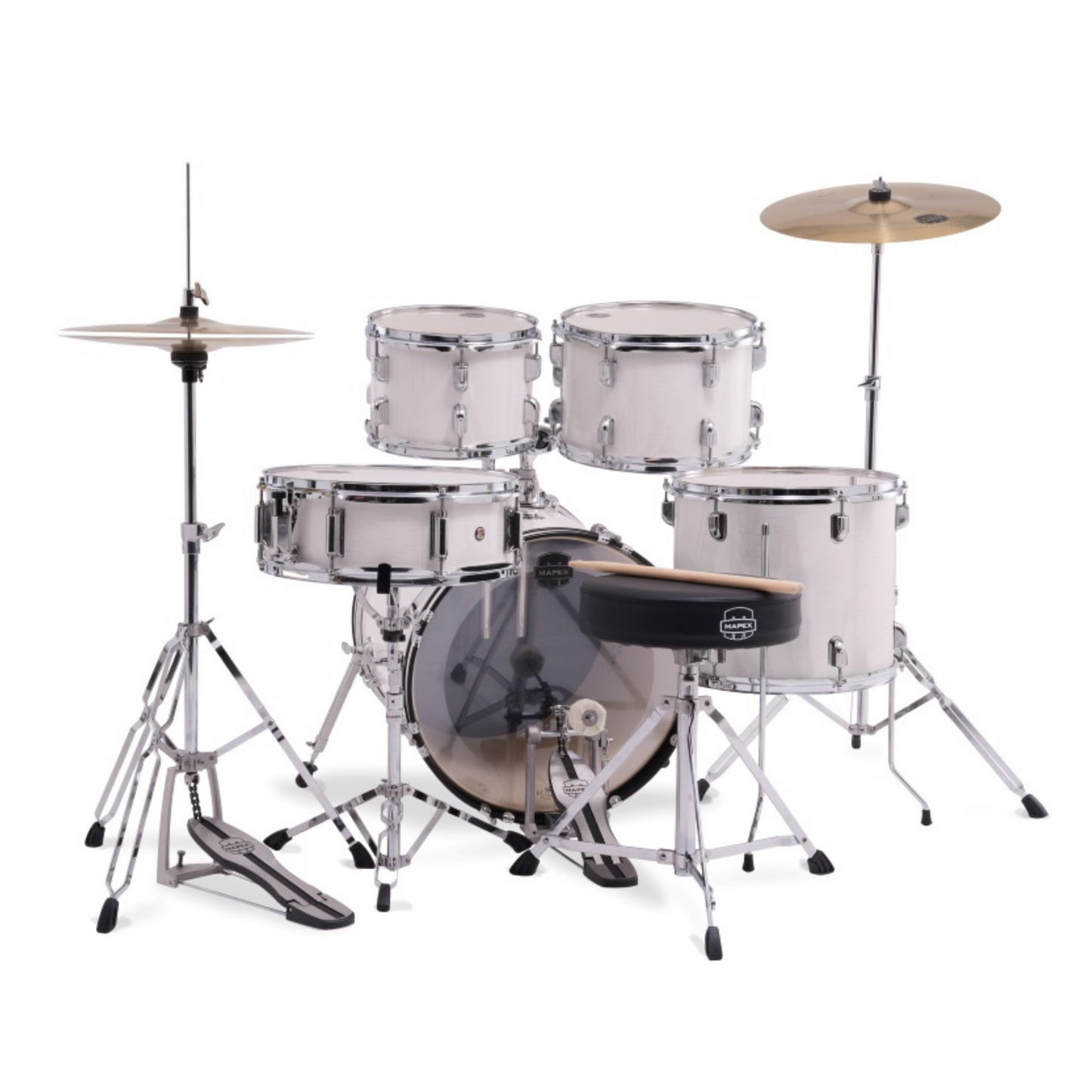 Mapex Comet Series 5-Pcs Acoustic Drum Kit - White Thin Grain