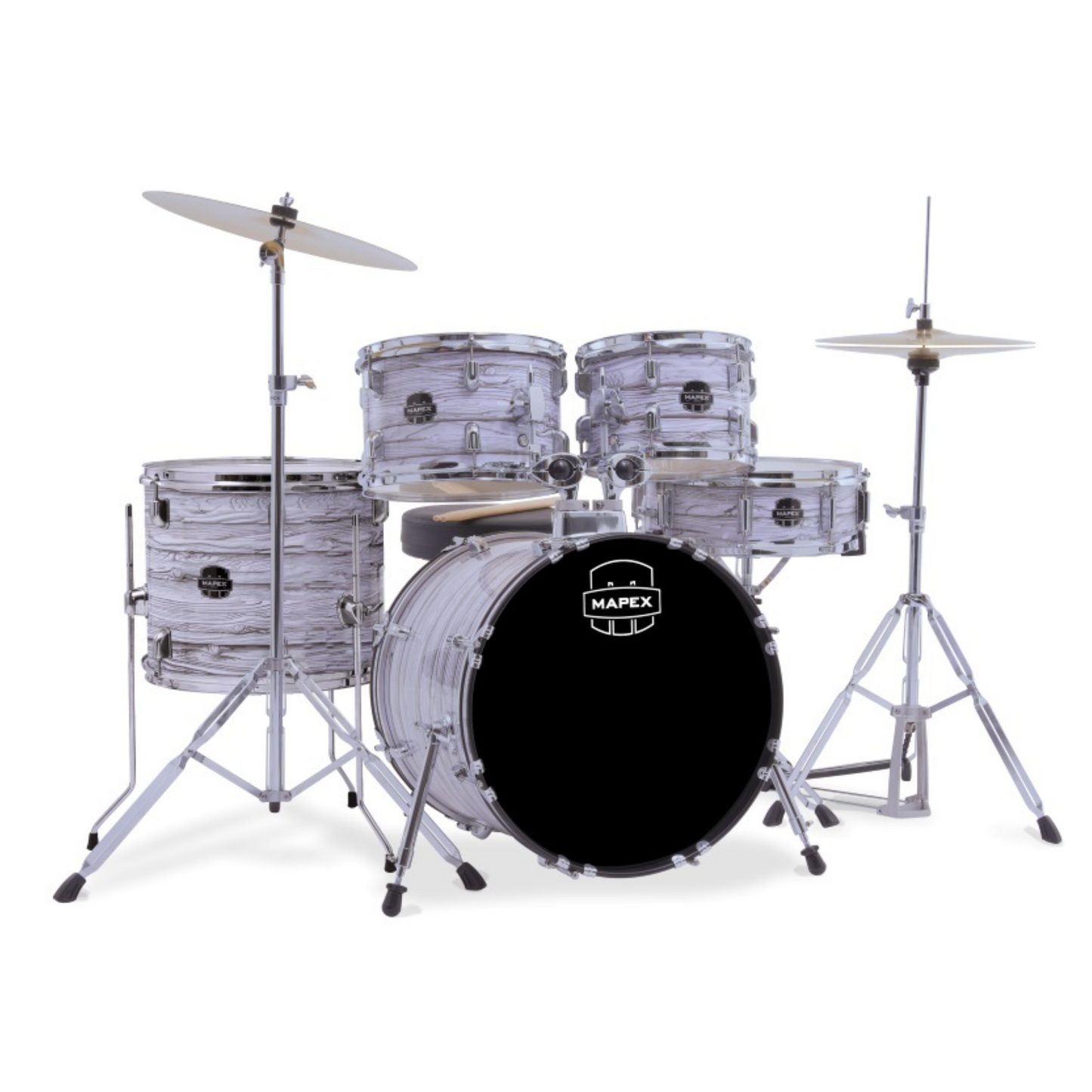 Mapex Comet Series 5-Pcs Acoustic Drum Kit - White Marblewood